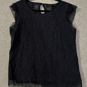 The Limited Women’s Sheer Blouse Floral‎ Lace Navy L